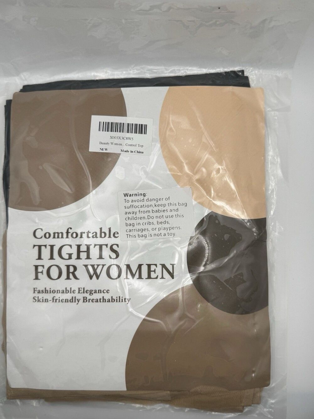 Women's Control Top Tights Skin-Friendly Black/Tan